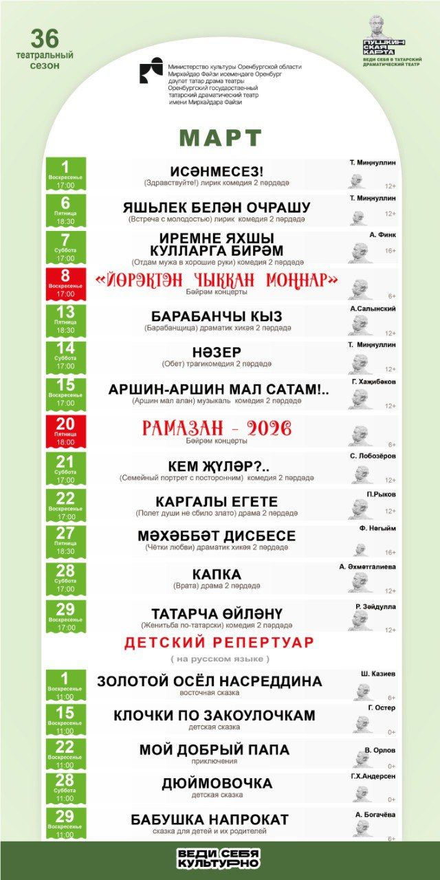 РЕПЕРТУАР НА МАРТ